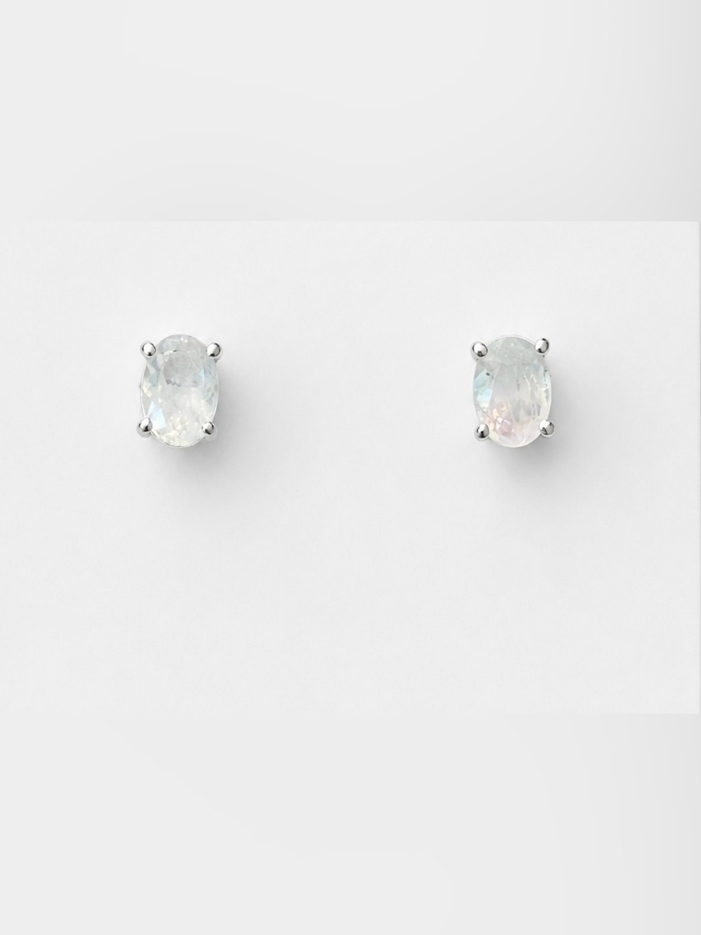 Sterling Silver Moonstone Stud Earrings New